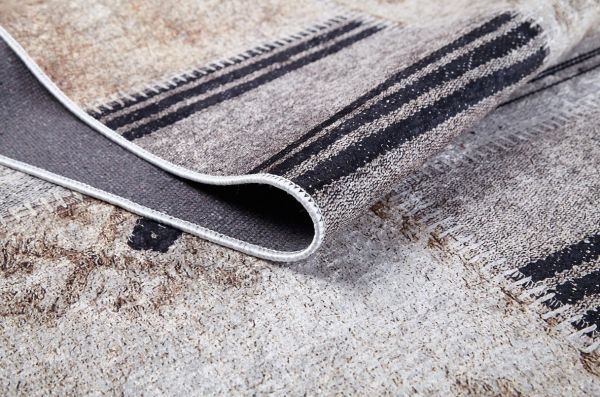 Halımax Dara 159 Yıkanabilir Kaymaz Dokuma Tabanlı Bej Patchwork Modern Halı 100x300