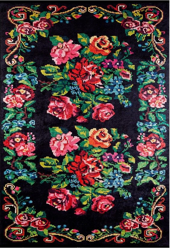 Halımax Dara 141 Yıkanabilir Kaymaz Dokuma Tabanlı Siyah Karabağ Modern Halı 80x200