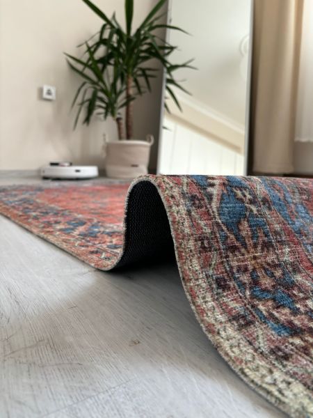 Base Vintage Kaymaz Taban Kilim Retro Eskitme Halı Yolluk B2