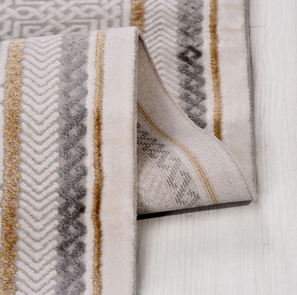 Crea Halı Girit GT04 Gri Çerçeveli Akrilik Dokuma Modern Salon Halısı My Crea Home