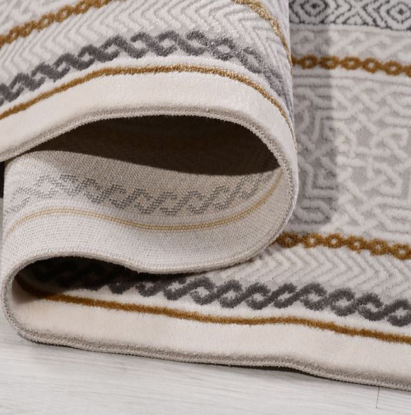 Crea Halı Girit GT04 Gri Çerçeveli Akrilik Dokuma Modern Salon Halısı My Crea Home