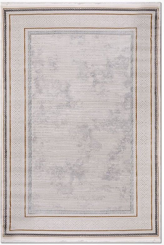 Crea Halı Girit GT04 Gri Çerçeveli Akrilik Dokuma Modern Salon Halısı My Crea Home