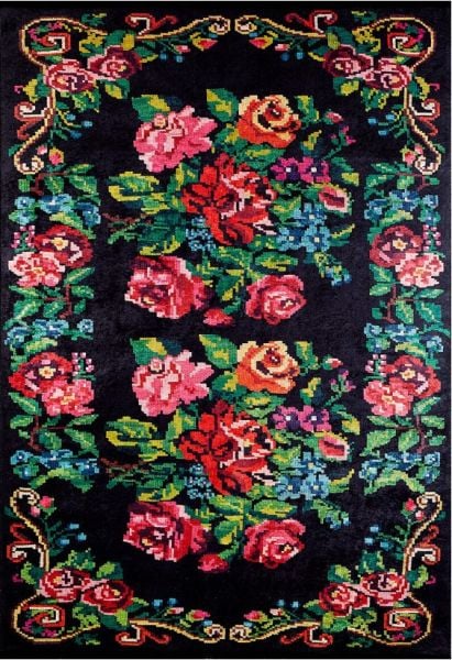 Halımax Dara 141 Yıkanabilir Kaymaz Dokuma Tabanlı Siyah Karabağ Modern Halı 120x200