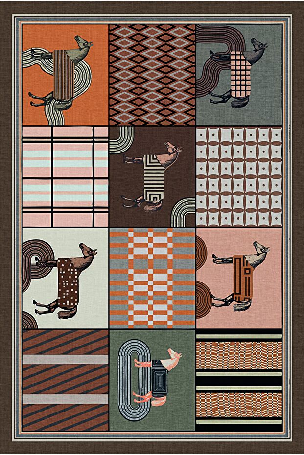 Drom Pamuk Dokuma Taban Kaymaz Şönil Makinede Yıkanabilir Kilim Salon Yatak Odası Mutfak Koridor Yolluk Kilim At Motifli Geometrik Patchwork Halı