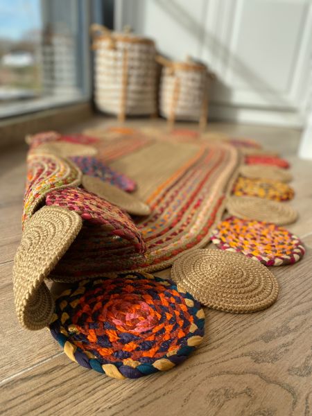 Milda 55 Jüt Hasır Örgü Bohem Çift Taraflı Kilim Dekoratif Oval Jüt Halı Hav Toz Vermez Yıkanabilir Jüt Kilim 100x150