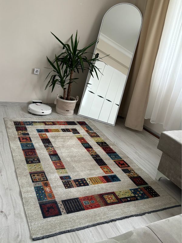 Base Vintage Kaymaz Taban Kilim Retro Eskitme Halı Yolluk B3