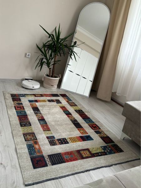 Base Vintage Kaymaz Taban Kilim Retro Eskitme Halı Yolluk B3