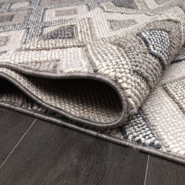 Crea Halı NEPAL - 9962N Bukle Dokuma Örgü Saçaklı Modern Salon Halısı My Crea Home