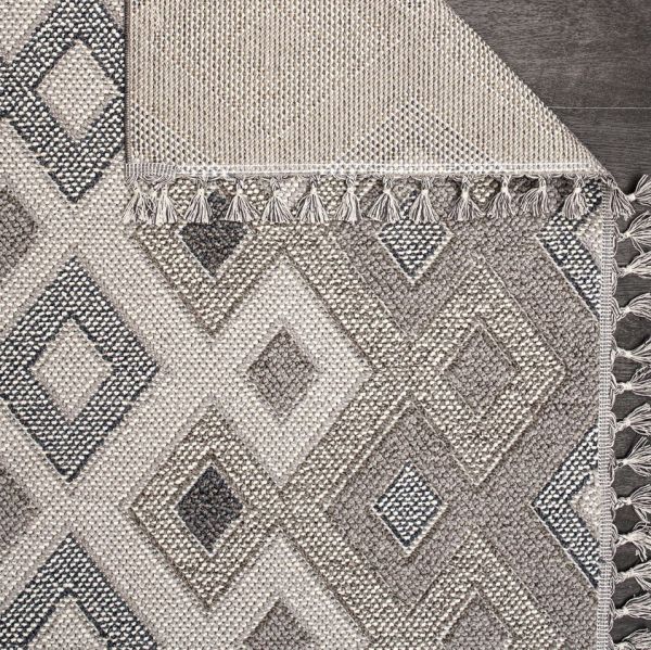 Crea Halı NEPAL - 9962N Bukle Dokuma Örgü Saçaklı Modern Salon Halısı My Crea Home