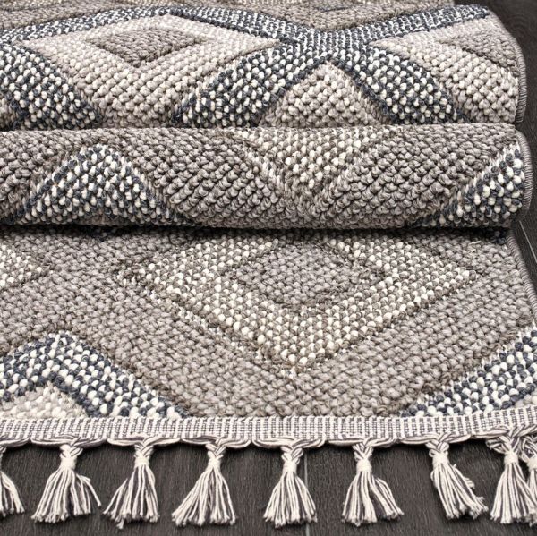 Crea Halı NEPAL - 9962N Bukle Dokuma Örgü Saçaklı Modern Salon Halısı My Crea Home