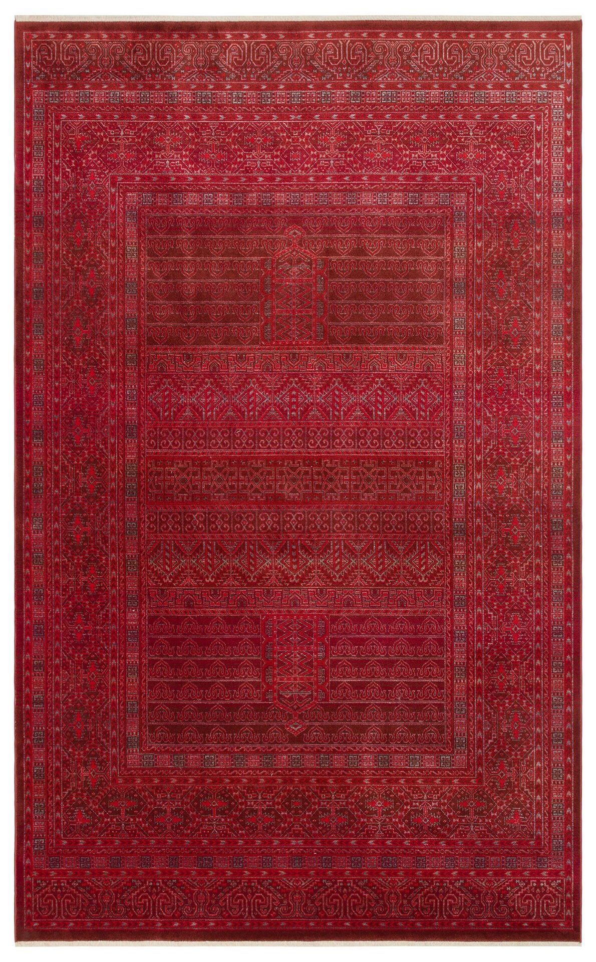 Pietra PTA 17 Red Etnik Yumuşak Tuşeli Makine Halısı Vintage Otantik Salon Oturma Odası Halısı Eko Halı