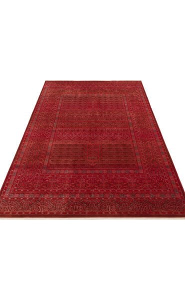 Pietra PTA 17 Red Etnik Yumuşak Tuşeli Makine Halısı Vintage Otantik Salon Oturma Odası Halısı Eko Halı