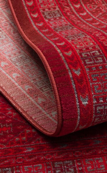 Pietra PTA 17 Red Etnik Yumuşak Tuşeli Makine Halısı Vintage Otantik Salon Oturma Odası Halısı Eko Halı