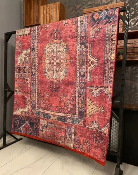 Halımax Dara 161 Yıkanabilir Kaymaz Dokuma Tabanlı Otantik Kırmızı Bordo Halı 80x150