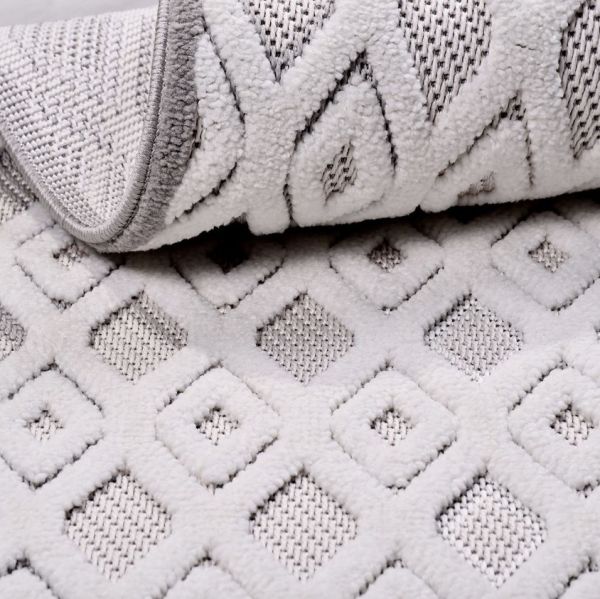 Crea Halı Rey 1852AK Beyaz Gri Yumuşak Dokulu Modern Halı My Crea Home