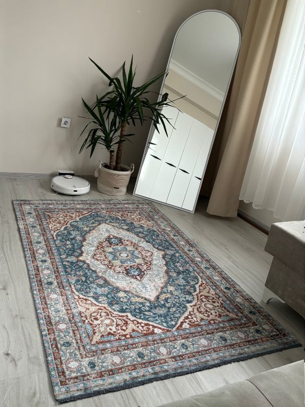 Base Vintage Kaymaz Taban Kilim Retro Eskitme Halı Yolluk B4