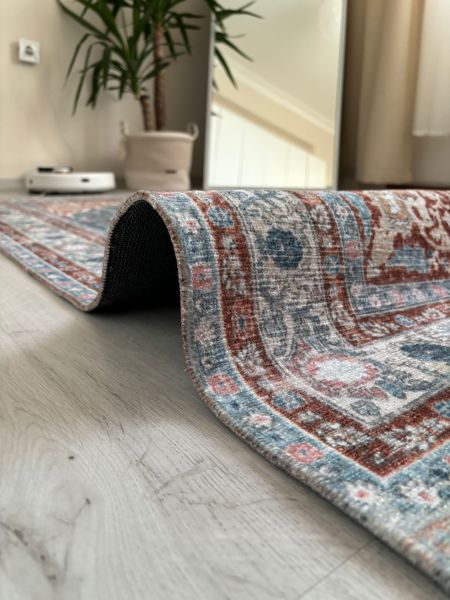 Base Vintage Kaymaz Taban Kilim Retro Eskitme Halı Yolluk B4