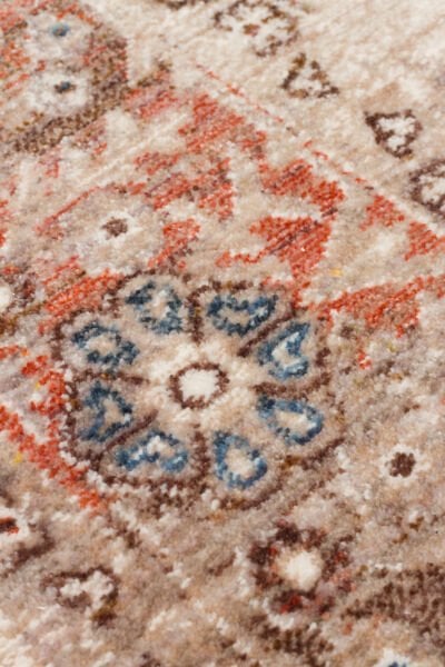 Pietra PTA 22 Cream Brown Etnik Yumuşak Tuşeli Makine Halısı Vintage Otantik Salon Oturma Odası Halısı Eko Halı
