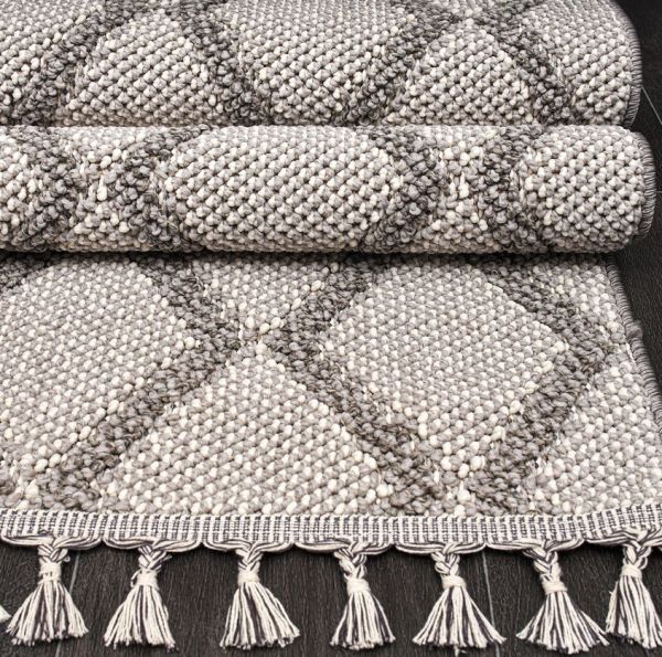 Crea Halı NEPAL - 9963N Bukle Dokuma Örgü Saçaklı Modern Salon Halısı My Crea Home