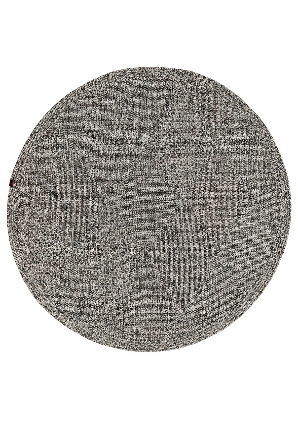 Boho 07 Gri Naturel Yuvarlak Jüt Halı Yolluk Jüt Taban Jüt Kilim Hasır Halı Otantik Bohem Yuvarlak Halı