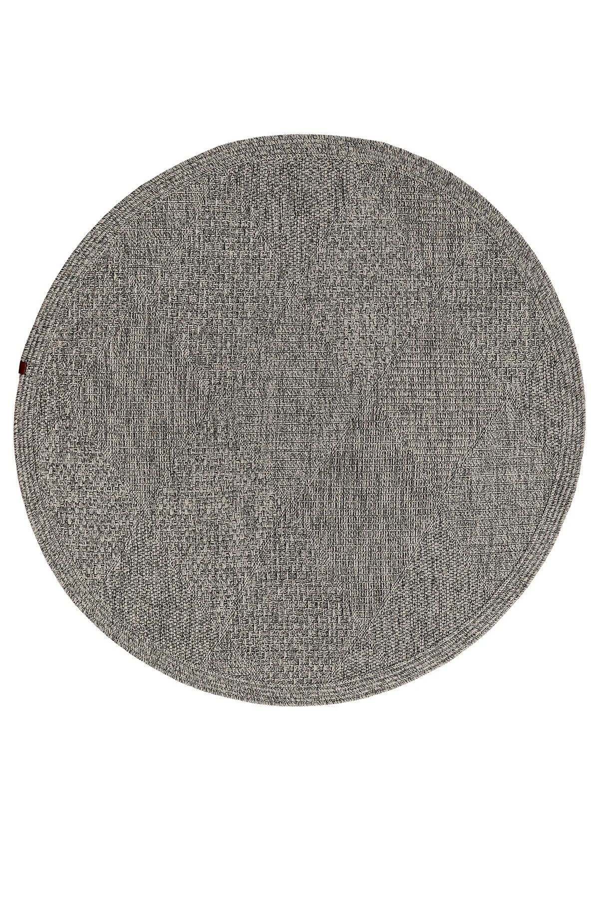 Boho 06 Gri Naturel Yuvarlak Jüt Halı Yolluk Jüt Taban Jüt Kilim Hasır Halı Otantik Bohem Yuvarlak Halı