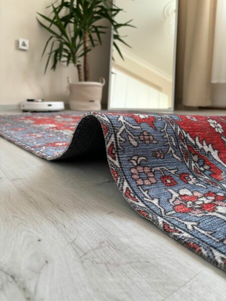 Base Vintage Kaymaz Taban Kilim Retro Eskitme Halı Yolluk B5