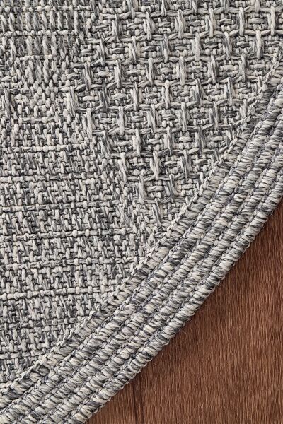 Boho 06 Gri Naturel Yuvarlak Jüt Halı Yolluk Jüt Taban Jüt Kilim Hasır Halı Otantik Bohem Yuvarlak Halı