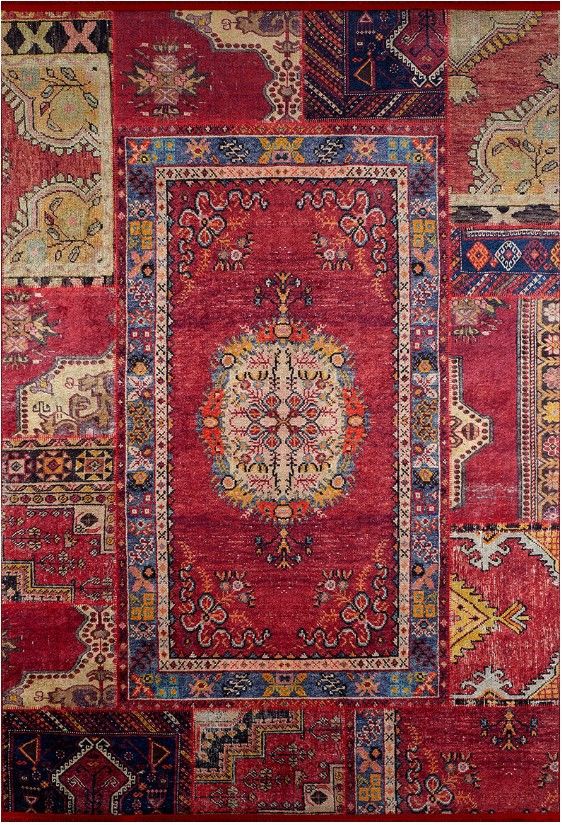 Halımax Dara 161 Yıkanabilir Kaymaz Dokuma Tabanlı Otantik Kırmızı Bordo Halı 120x200