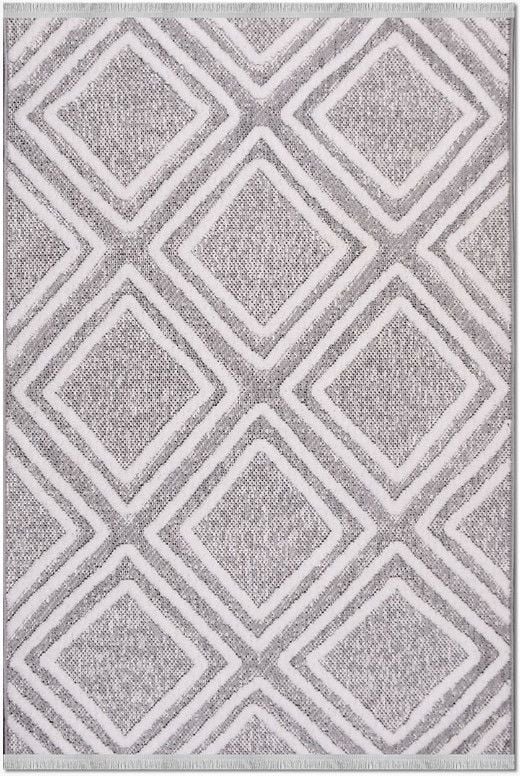 Crea Halı Rey 1853AK Beyaz Gri Yumuşak Dokulu Modern Halı My Crea Home