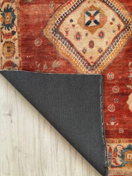 Base Vintage Kaymaz Taban Kilim Retro Eskitme Halı Yolluk B6