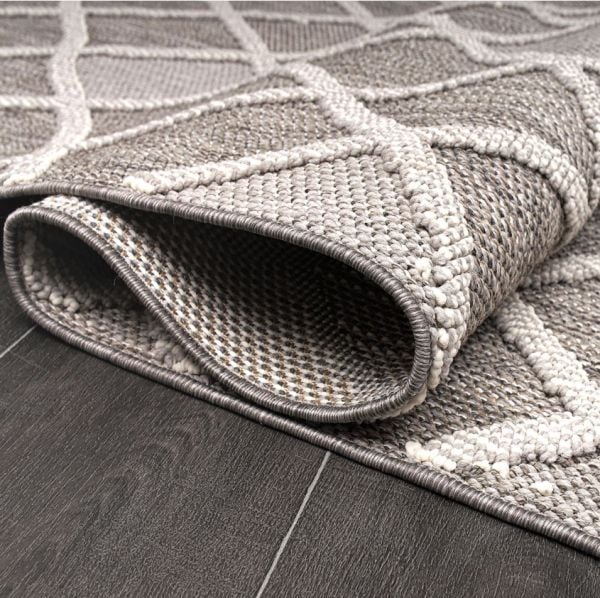 Crea Halı NEPAL - 9964N Bukle Dokuma Örgü Saçaklı Modern Salon Halısı My Crea Home