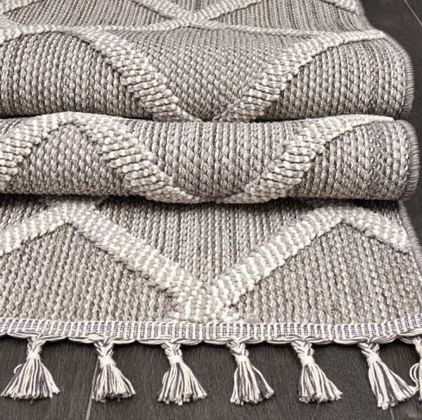 Crea Halı NEPAL - 9964N Bukle Dokuma Örgü Saçaklı Modern Salon Halısı My Crea Home