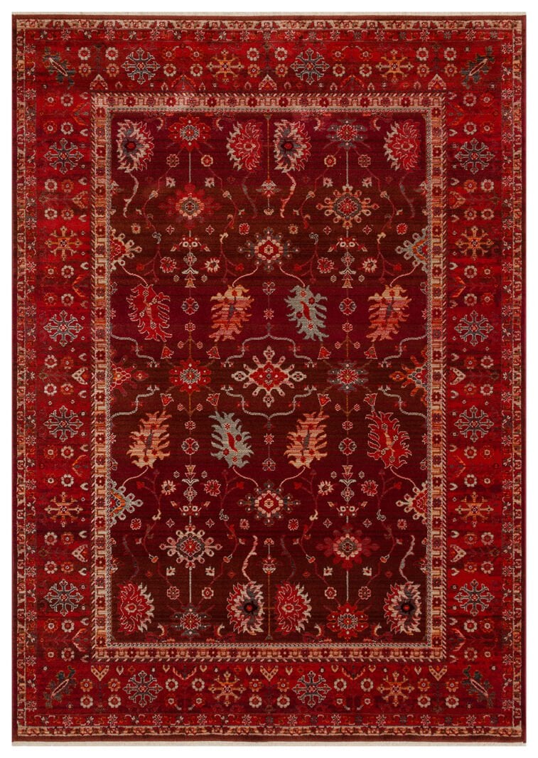 Pietra PTA 24 Red Etnik Yumuşak Tuşeli Makine Halısı Vintage Otantik Salon Oturma Odası Halısı Eko Halı