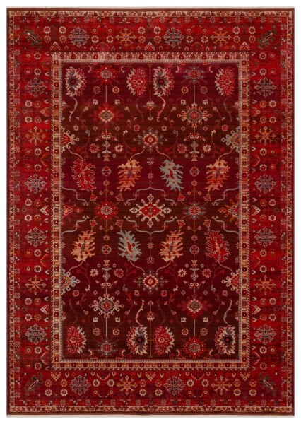 Pietra PTA 24 Red Etnik Yumuşak Tuşeli Makine Halısı Vintage Otantik Salon Oturma Odası Halısı Eko Halı