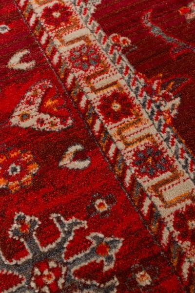 Pietra PTA 24 Red Etnik Yumuşak Tuşeli Makine Halısı Vintage Otantik Salon Oturma Odası Halısı Eko Halı