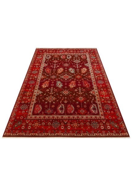 Pietra PTA 24 Red Etnik Yumuşak Tuşeli Makine Halısı Vintage Otantik Salon Oturma Odası Halısı Eko Halı