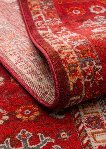 Pietra PTA 24 Red Etnik Yumuşak Tuşeli Makine Halısı Vintage Otantik Salon Oturma Odası Halısı Eko Halı