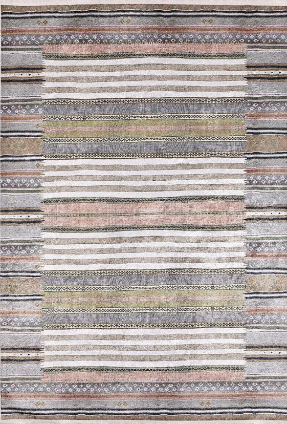 Halımax Dara 162 Yıkanabilir Kaymaz Dokuma Tabanlı Çizgili Modern Halı 200x290