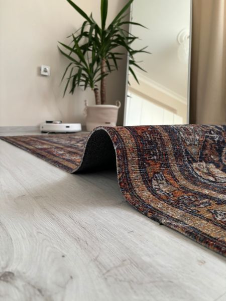 Base Vintage Kaymaz Taban Kilim Retro Eskitme Halı Yolluk B8