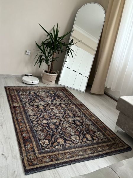 Base Vintage Kaymaz Taban Kilim Retro Eskitme Halı Yolluk B8