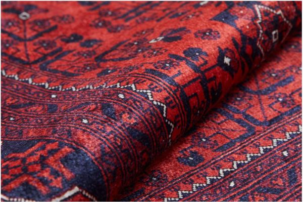 Halımax Dara 164 Yıkanabilir Kaymaz Dokuma Tabanlı Kırmızı Çerçeveli Modern Halı 100x150
