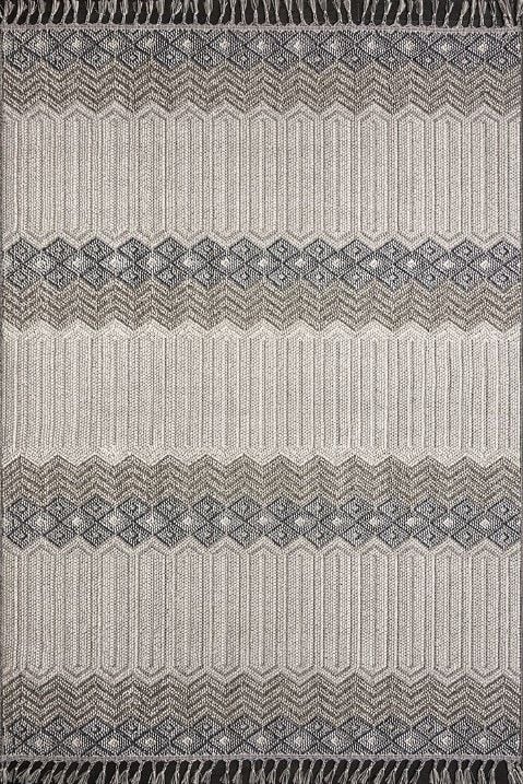 Crea Halı NEPAL - 9965N Bukle Dokuma Örgü Saçaklı Modern Salon Halısı My Crea Home