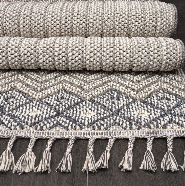 Crea Halı NEPAL - 9965N Bukle Dokuma Örgü Saçaklı Modern Salon Halısı My Crea Home