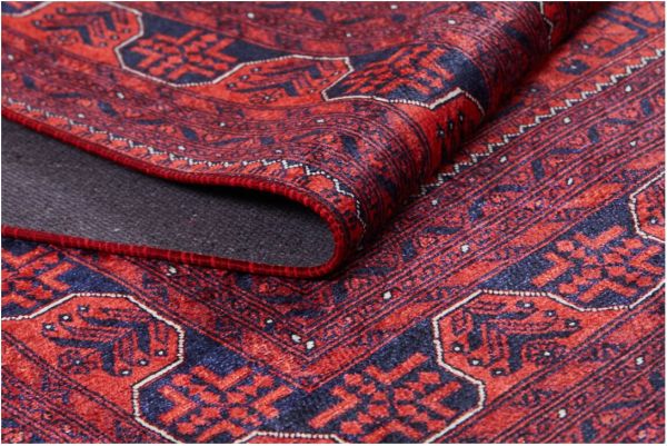 Halımax Dara 164 Yıkanabilir Kaymaz Dokuma Tabanlı Kırmızı Çerçeveli Modern Halı 100x300