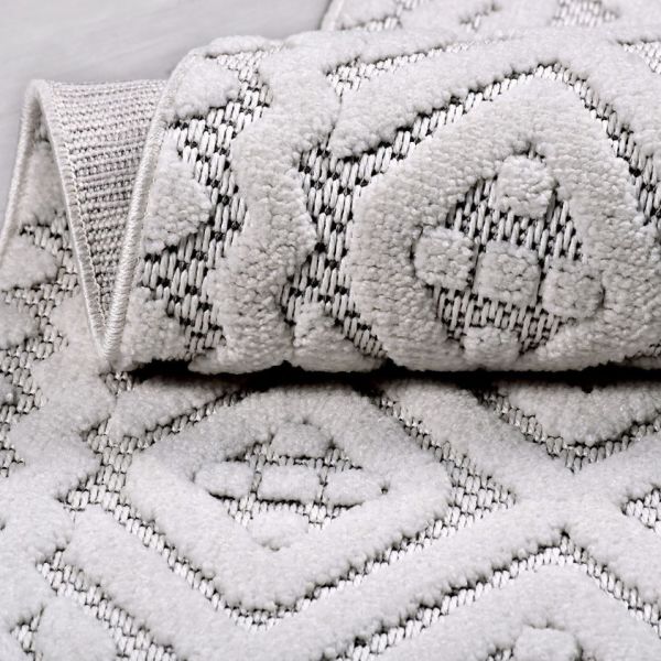 Crea Halı Rey 1856AK Beyaz Gri Yumuşak Dokulu Modern Halı My Crea Home