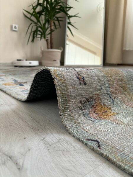 Base Vintage Kaymaz Taban Kilim Retro Eskitme Halı Yolluk B9