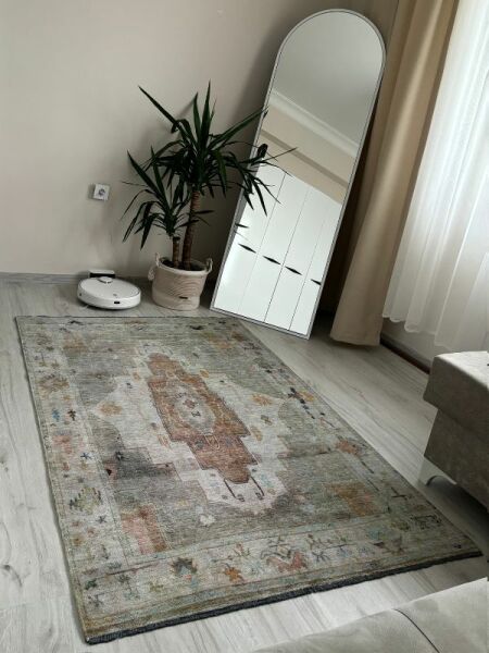 Base Vintage Kaymaz Taban Kilim Retro Eskitme Halı Yolluk B9