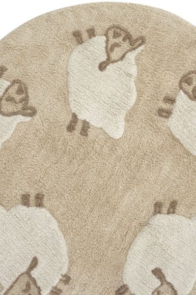 Eko Halı Cotton Bonn Multy XXW Q 11 Kaymaz Taban Yıkanabilir Natural Pamuk Yuvarlak Bebek Çocuk Odası Halısı