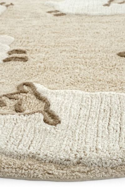 Eko Halı Cotton Bonn Multy XXW Q 11 Kaymaz Taban Yıkanabilir Natural Pamuk Yuvarlak Bebek Çocuk Odası Halısı