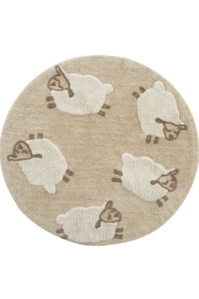 Eko Halı Cotton Bonn Multy XXW Q 11 Kaymaz Taban Yıkanabilir Natural Pamuk Yuvarlak Bebek Çocuk Odası Halısı